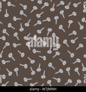 Vettore di seamless pattern con viti su sfondo marrone Illustrazione Vettoriale