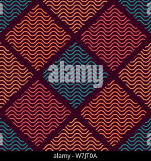 Vettore di perfetta configurazione astratta con diamante forme e texture ondulate Illustrazione Vettoriale