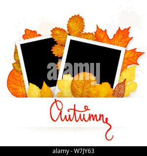 Cornici colorate con foglie di autunno vettore Illustrazione Vettoriale