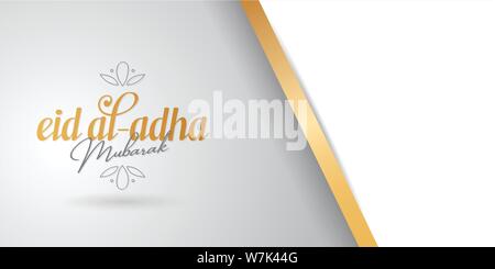 L'Eid Al Adha Creative typograpghy linea. Festa del sacrificio biglietto di auguri. Illustrazione Vettoriale