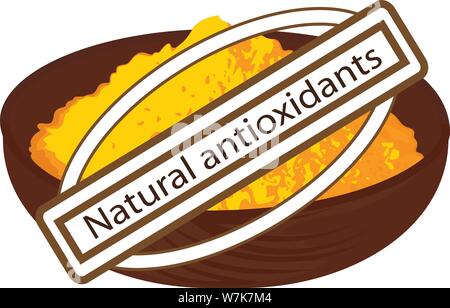 Antiossidante naturale curcuma spice illustrazione vettoriale su sfondo bianco Illustrazione Vettoriale