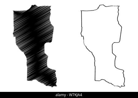 Donga reparto (dipartimenti del Benin Repubblica del Benin, Dahomey) mappa illustrazione vettoriale, scribble schizzo Donga mappa Illustrazione Vettoriale