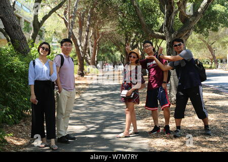 I turisti cinesi di visitare l'Università di Stanford a Stanford in California, Stati Uniti d'America, 2 agosto 2017. I turisti cinesi hanno visitato la Stanford Unive Foto Stock