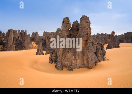 Deserto pietroso, Tassili Maridet, Libia, Sahara, Nord Africa, Dicembre 2007 Foto Stock