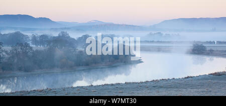 Fiume Spey all'alba in primavera, Cairngorms National Park, Scozia, marzo 2012. Foto Stock