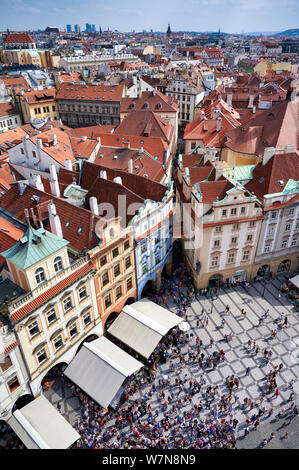 Praga Repubblica Ceca. Vista aerea della città vecchia Foto Stock