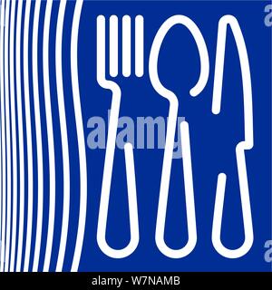Il logo di un bar o un ristorante reso di forchette, cucchiai e coltelli. Illustrazione Vettoriale