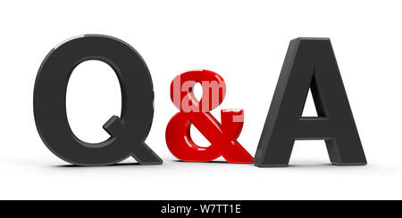 Grigio Q & A - Domande e risposte - Il simbolo o icone isolati su sfondo bianco, tridimensionale, rendering 3D illustrazione Foto Stock