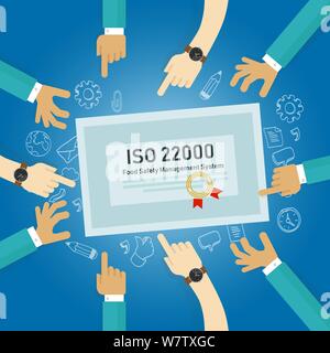 ISO 22000 - gestione della sicurezza alimentare, il concetto di standard per la certificazione di conformità Illustrazione Vettoriale