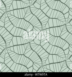 Abstract seamless modello di vettore di sfondo. Crepe, foglie, vene. Luce verde pastello. a colori su sfondo nero Foto Stock