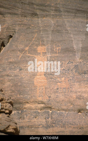 Le pitture rupestri del guerriero, Niger settentrionale, 2005. Foto Stock