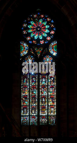 Straßburger Münster, Cathédrale Notre-dame de Strasbourg, nartece, Südfenster Foto Stock