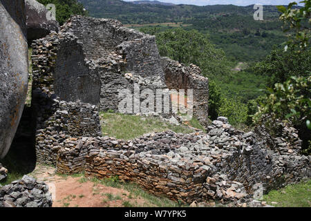 Grande Zimbabwe rovine, i ruderi della ex capitale del regno dello Zimbabwe, costruito tra 11th-15th centuary. Central Zimbabwe Gennaio 2011. Foto Stock