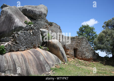 Grande Zimbabwe rovine, i ruderi della ex capitale del regno dello Zimbabwe, costruito tra 11th-15th centuary. Central Zimbabwe Gennaio 2011. Foto Stock