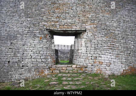 Grande Zimbabwe rovine, i ruderi della ex capitale del regno dello Zimbabwe, costruito tra 11th-15th centuary. Central Zimbabwe Gennaio 2011. Foto Stock