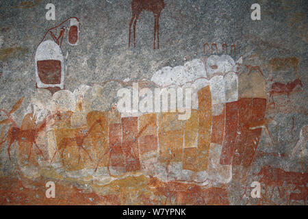 San pitture rupestri, Colline di Matobo, Zimbabwe. Gennaio 2011. Foto Stock