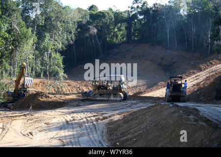 La deforestazione in Sabah, Malaysian Borneo. Giugno 2010. Foto Stock