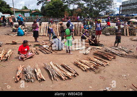 Wamena/Papua, Indonesia - 09 ago 2016. Il mercato locale nella città di Wamena, Papua Foto Stock
