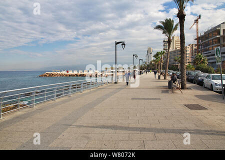 Beirut, Libano - 30 dic 2017. Il lungomare di Beirut, Libano Foto Stock