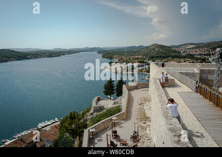 Vista su Sebenico, Croazia Foto Stock