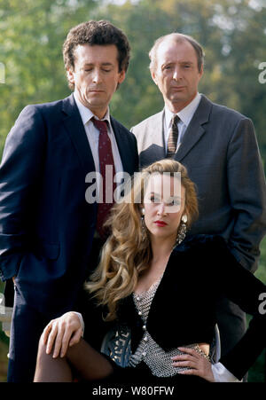 Robert Powell, Jasper Carrott e Jerry Hall Foto Stock