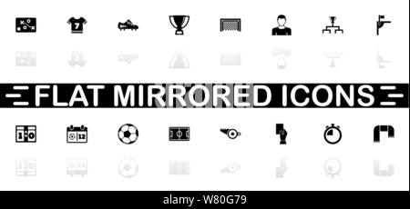 Icone di calcio - simbolo nero su sfondo bianco. Illustrazione semplice. Piatto icona Vettore. Specchio ombra. Può essere utilizzato nel logo, web, mobili e Illustrazione Vettoriale