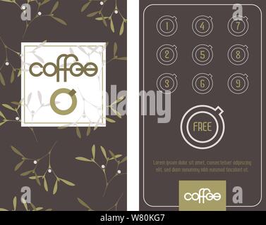 Caffè Loyalty card. Il modello di umore Natalizio con mistletoes. Ottenere uno gratuitamente. Illustrazione Vettoriale