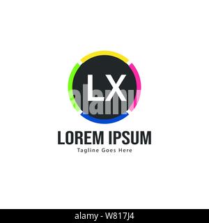 Iniziale logo LX Modello con telaio moderno. Minimalista lettera LX logo illustrazione vettoriale design Illustrazione Vettoriale