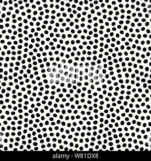 Ripetere senza giunture lancia modello di disegnati a mano polka dot. Macchie nere in un vettore abstract background di design. Illustrazione Vettoriale
