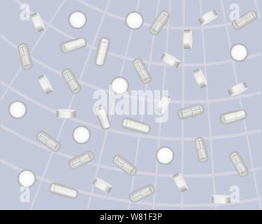 Pillole su un background medico illustrazione vettoriale Illustrazione Vettoriale