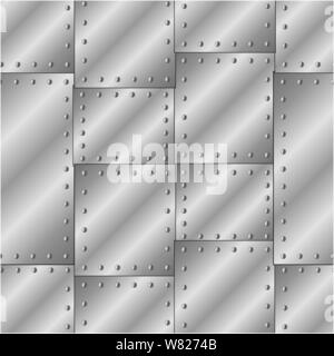 Vettore di Seamless texture con rivettata di fogli di lamiera. Illustrazione Vettoriale