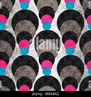 I cerchi colorati su uno sfondo grigio con illuminazione. Seamless disegno geometrico. grunge effetto. Illustrazione Vettoriale