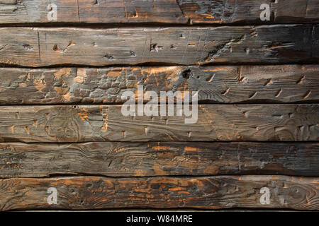 Sfondo di legno vecchio di tavole carbonizzati seamless texture con posto per il testo. Spazio di copia, vintage plance, sfondo scuro Foto Stock