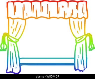 Rainbow linea di sfumatura di disegno di un tendine apertura sul palco Illustrazione Vettoriale