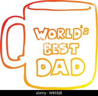 Gradiente di caldo disegno della linea di mondi migliori papà mug Illustrazione Vettoriale