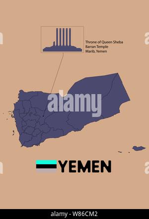 Mappa di Yemen bandiera Foto Stock