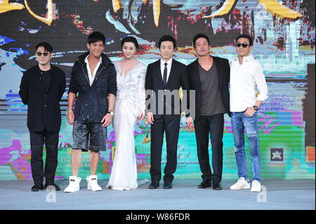 (Da sinistra) Kungfu cinese Star Jet Li, Hong Kong attore Jacky Heung, attrice cinese Fan Bingbing, attore Zu Feng, Hong Kong attori Andy su e Tony Le Foto Stock