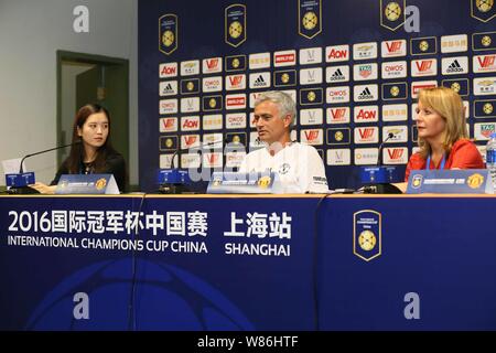 Head coach Jose Mourinho, centro di Manchester United assiste la conferenza stampa per la partita di Shanghai del 2016 International Champions Cup la Cina Foto Stock