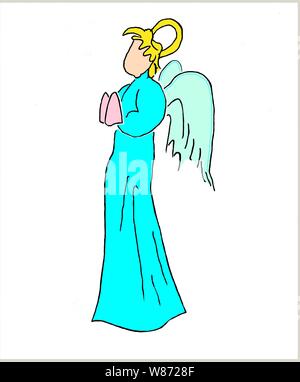 Illustrazione di un angelo che prega Foto Stock