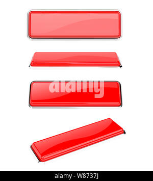 Pulsanti rossi. Rettangolo web icone. 3D rendering illustrazione isolato Foto Stock