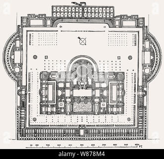 Piano delle Terme di Caracalla a Roma antica, Italia, la ricostruzione Foto Stock