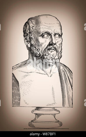 Ippocrate di Kos o Ippocrate II, c. 460-c. 370 BC, un medico greco in Grecia classica Foto Stock