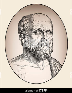 Ippocrate di Kos o Ippocrate II, c. 460-c. 370 BC, un medico greco in Grecia classica Foto Stock