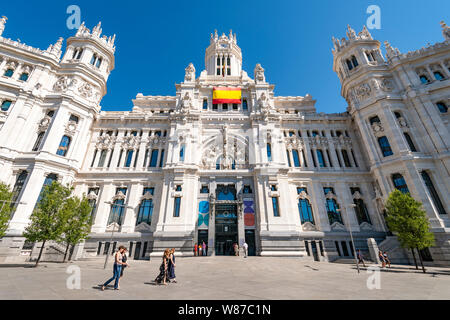 Orizzontale fino in prossimità del Palacio de Cibeles a Madrid. Foto Stock