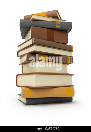 Pila di libri. Immagine 3d. Isolato sullo sfondo bianco. Foto Stock