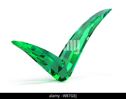 Emerald selezionata. Immagine 3d. Isolato sullo sfondo bianco. Foto Stock