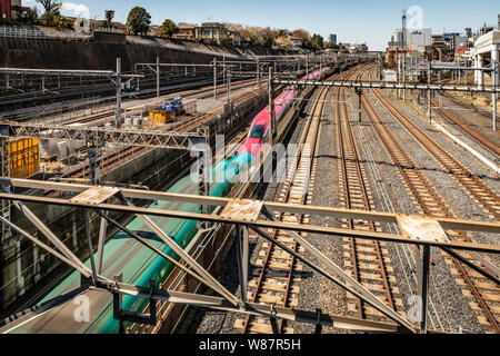 Lo Shinkansen, bullet treni, Tokyo, Giappone Foto Stock