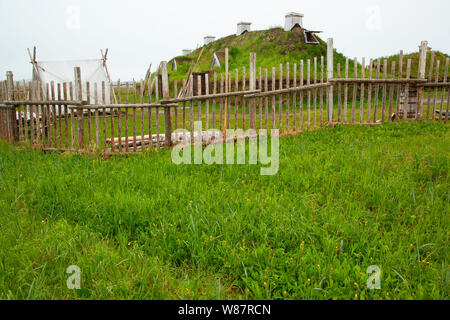 Ricostruito Norse edificio, l'Anse aux Meadows National Historic Site, Terranova e Labrador, Canada Foto Stock