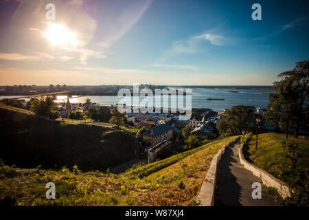 Il panorama di Nizhny Novgorod, Russo Federartion in estate Foto Stock