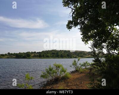 Vista sul lago di Lago Elmer Thomas, Comanche County, Oklahoma Foto Stock